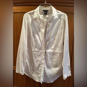 Moda International Off White Relaxed Fit Tunic Side Zip & Adjustable Back Tie